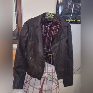 Womens Dark Brown Leather Moto Jacket